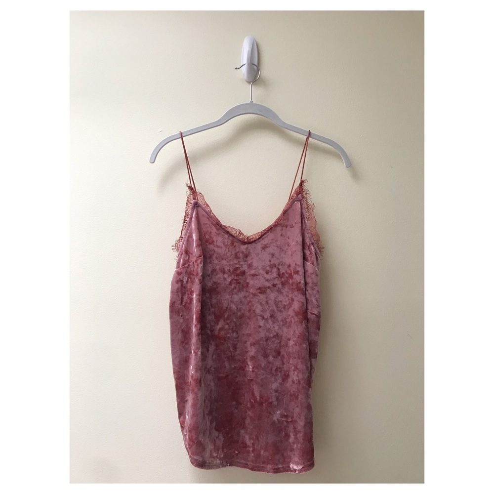 Kimchi Blue Pink Velvet Lace Trim Tank